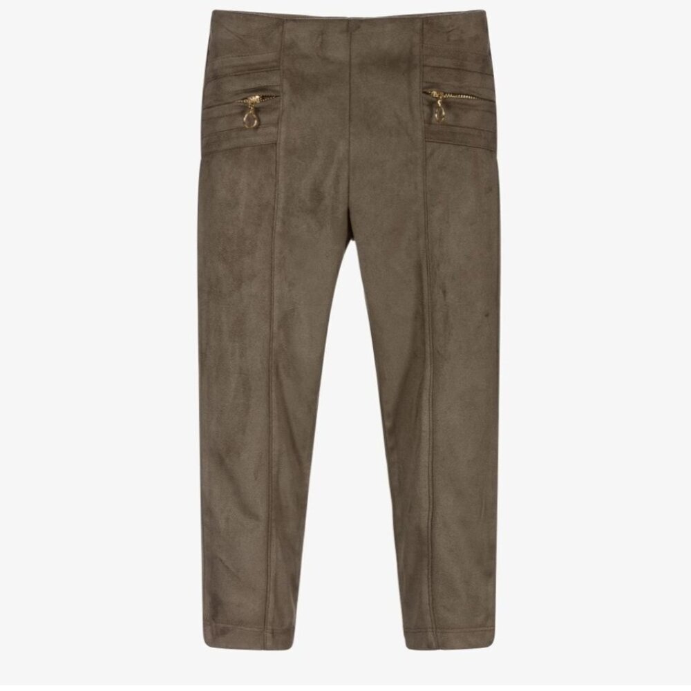 Mayoral Green Cargo Pants Utility Suede Style little girl size 8 (C6)